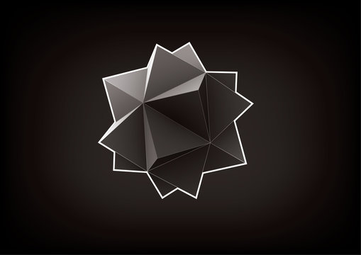 Abstract geometric shape from pyramids for graphic design on the black background