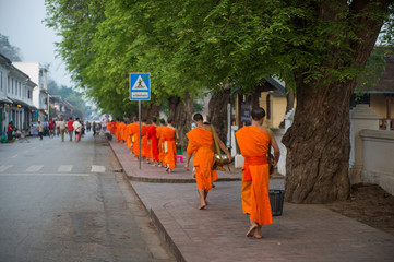 Buddhist monks making merit