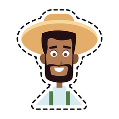 young handsome man wearing overall icon image vector illustration design 