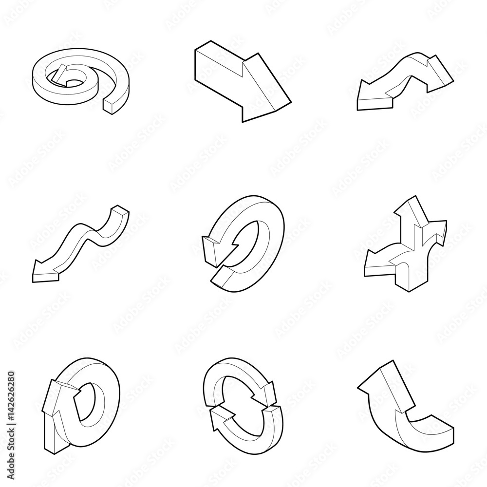 Poster pointer icons set, outline style