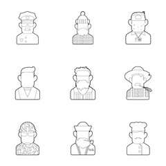 Specialty icons set, outline style