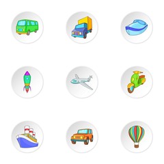 Carriage services icons set, cartoon style
