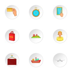 Fototapeta premium Shipping icons set, cartoon style