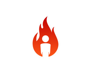 On Fire People Icon Logo Design Element