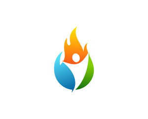 Fire People Icon Logo Design Element