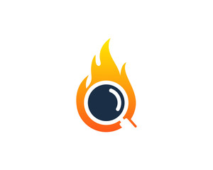 Fire Search Icon Logo Design Element