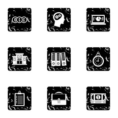 Marketing icons set, grunge style