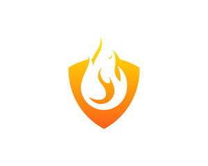 Fire Shield Icon Logo Design Element
