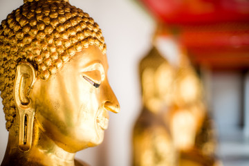 Buddha statues in a temple in Bangkok