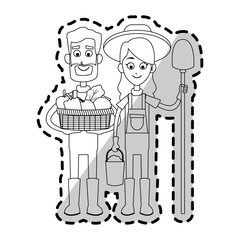happy farmer man and woman icon image vector illustration design 