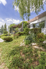 Detached house surrounded by garden