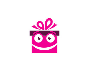 Happy Gift Icon Logo Design Element