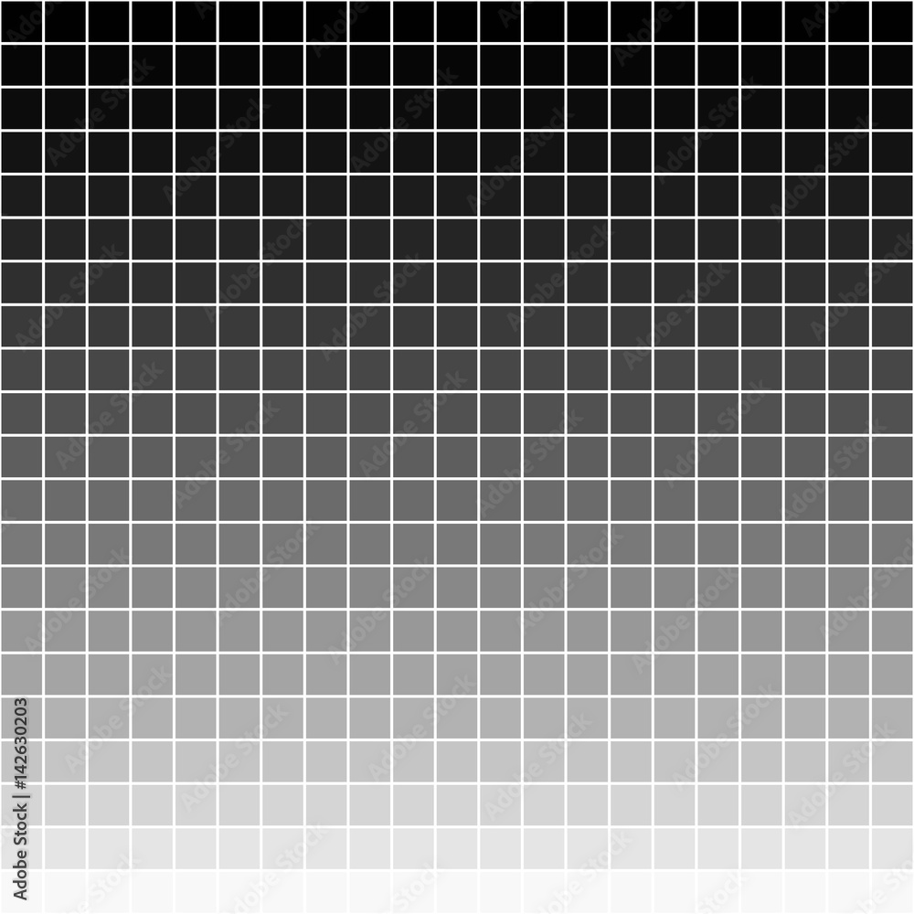 Poster pixel background, a gradient from black to white dismantled for square pixels, the vector horizontal