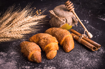 Croissants on a dark background