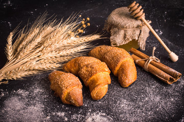 Croissants on a dark background