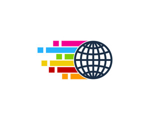 Digital Pixel Globe Icon Logo Design Element