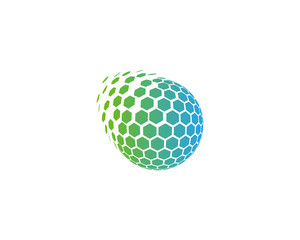 Globe Hexagon Sphere Spark Icon Logo Design Element
