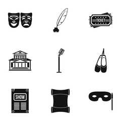 Theatre icons set, simple style