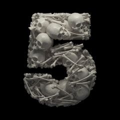 Font of skulls and bones. 