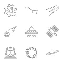 Universe icons set, outline style