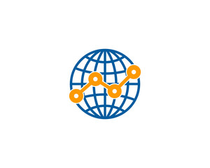 Globe Stats Icon Logo Design Element