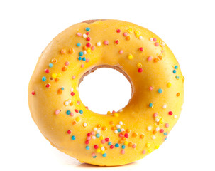 one glazed donut isolated on white background
