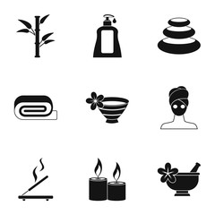 Beauty icons set, simple style