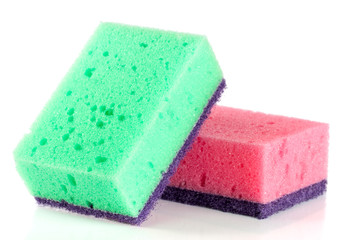 sponges for dishwashing isolated on a white background