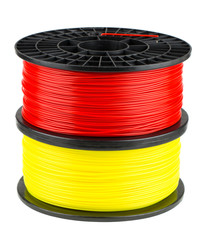 Red and yellow filament coils for 3d print