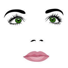 Fototapeta premium Simple pop art styled woman face with green eyes looking up. Easy editable layered vector illustration.