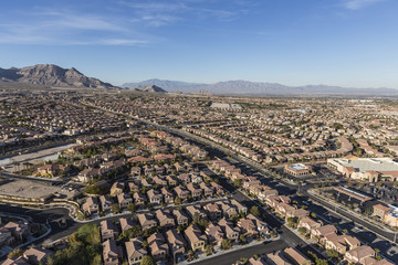 Aerial view of Summerlin suburban community in Las Vegas, Nevada. © trekandphoto