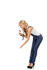 Woman with megaphone