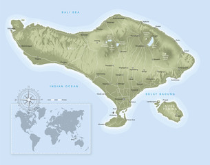 Karte von Bali, Indonesien (modifizierbar)