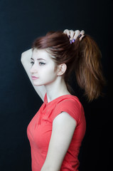 girl in the red shirt