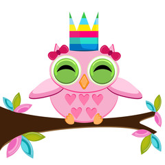 Owl Birthday with owl on a branch