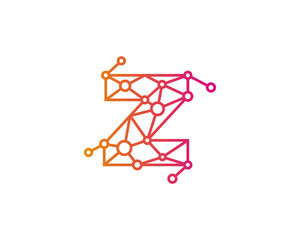 Letter Z Connected Circle Network Icon Logo Design Element