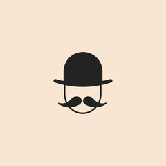 Man icon with mustache and bowler hat