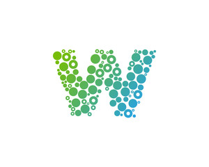 Letter W Dot Circle Icon Logo Design Element