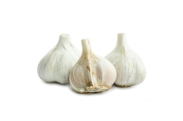 Group bulb Head of garlic on wood background with shadow