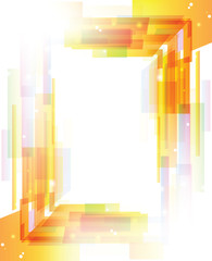 Bright orange background. Abstract colorful illustration with rectangles and glares