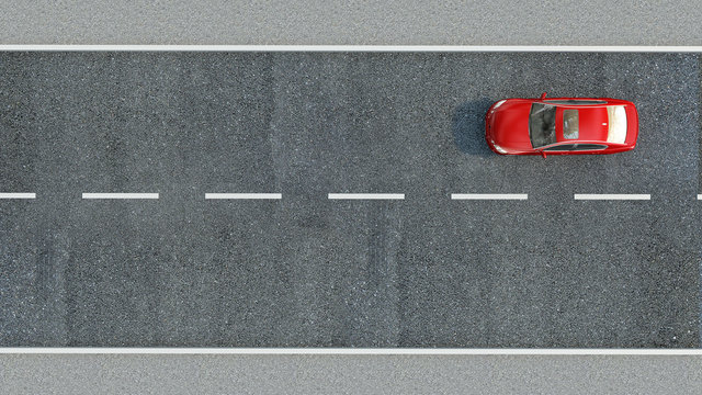 Car On The Road. 3d Illustration