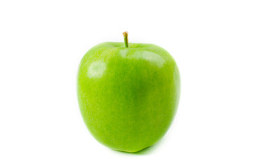 One green apple, closeup, Isolated on white background