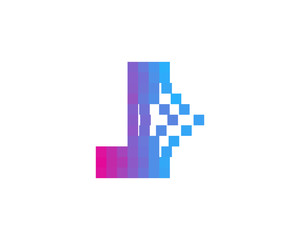 Letter J Pixel Spread Icon Logo Design Element