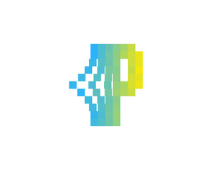 Letter P Pixel Spread Icon Logo Design Element