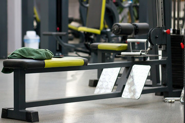 Towel on the training bench in the gym