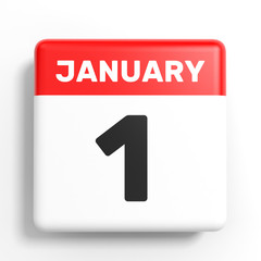 January 1. Calendar on white background.