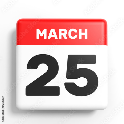 "March 25. Calendar on white background." Stock photo and royaltyfree