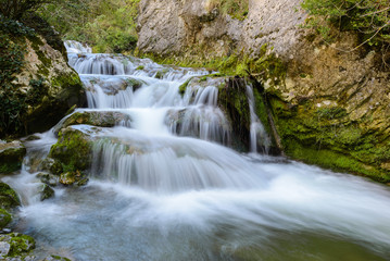 Fototapeta na wymiar Waterfall in the Puron River Gorge, Alava, Spain 