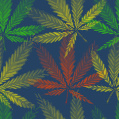 Fototapeta na wymiar Cannabis leafs - seamless pattern