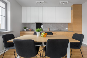 Modern kitchen with table